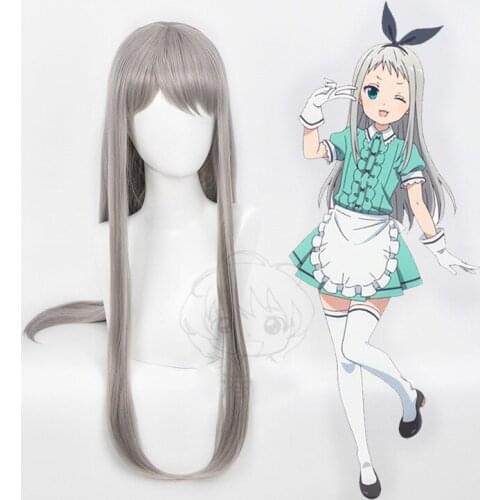 Anime Blend S Burendo Esu Kanzaki Hideri Long Silver Gray Role Play Cosplay Wig Synthetic Hair Halloween Party +Free Wig Cap