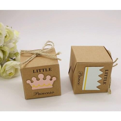 Festival supplies candy box bag chocolate paper gift package for Birthday Wedding Party favor DIY kraft brown princess/prince Wh
