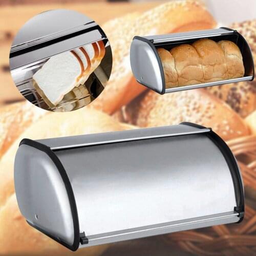 Professional Stainless Steel Durable Simple Bread Case Breadbox Storage Box For Hotel Store Home Mirror Material Bread Storage B