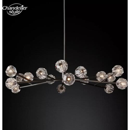 Boule De Cristal Round Chandelier Lighting 60'' Modern Crystal Chandelier Pendant Hanging Light Fixtures Restaurant Lighting