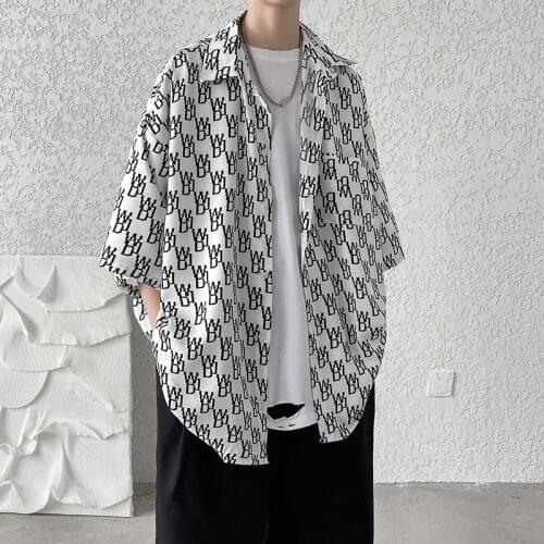 Short Sleeve Printed Shirts Men Casual All-match Loose Tops Streetwear Loose Summer Mens Clothes Thin Slim Coat Tide Brand