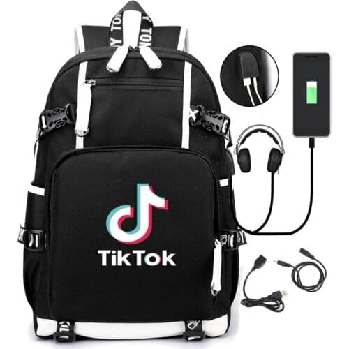 TIK TOK Backpack USB Charging Backpack Travel Daypacks Teenagers Capacity Mochila Leisure Large Waterproof Women Men Schoolbag