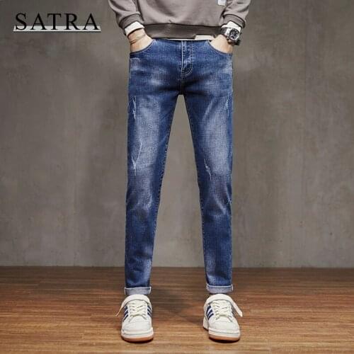 SATRA 2021 new arrival high quality classica Elastic jeans men ,mens Pencil jeans ,Casual Slim jeans men