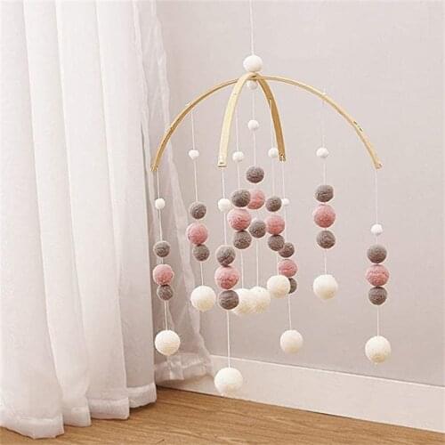 Nordic Baby Rattles Mobile Pom Pom Ball Wind Chimes For Kids Room Bed Hanging Decor Tent Decor Photo Props Nursery Child Gifts