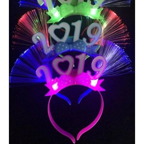 2019 Happy New Year LED Hair Band Hoop Flash Light Luminescence Christmas Halloween Party Supplies LX4878