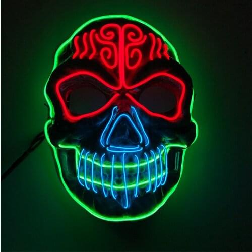 Glowing Horror LED Mask Cosplay Scary Skull Neon Light Skeleton EL Wire Death Mask For Halloween Party Decoration