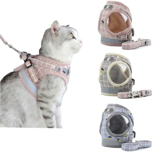 Glowing Led Cat Dog Adjustable Vest Harness Walking Lead Leash For Puppy Dogs Collar Woven Cotton Harness Outdoor cat dog Vest