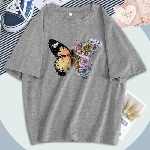 Hip Hop Beautiful Butterfly Female T-shirts O-Neck Fashion Plus Size Tshirts Vintage Outdoor Tops Tees Funny Women Camiaetas