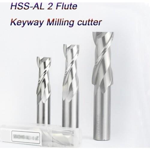 High Speed Steel AL 2 Flute Keyway Cutter End Mill EndMill HSS Cotter Mill Cutter Slot Miller Keyseat D1 D32 for Steel Aluminum