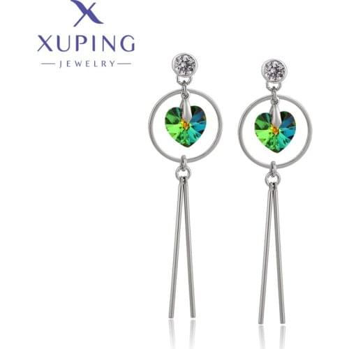 Xuping Jewelry Fashionable Heart Shaped Crystal Drop Earrings for Ladies Gift 20552