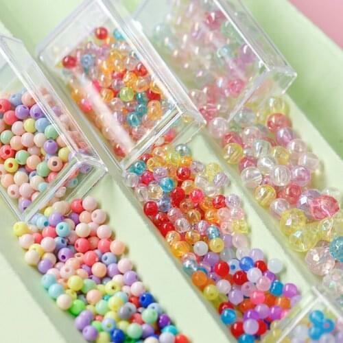 Candy Acrylic Round Ball Beads Charm Jewelry Matte CreamCraft Diy Bracelet Earring Accessories Solid AB Flat Loose Spacer Beads