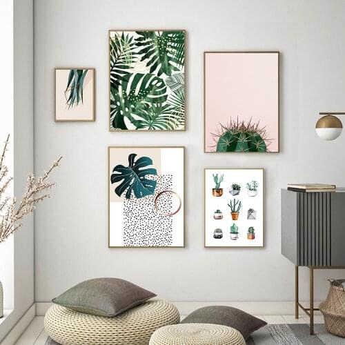 Green leaf Wall Art Canvas Painting Green Style Plant Nordic Posters and Prints Decorative Picture Modern Home Decoration