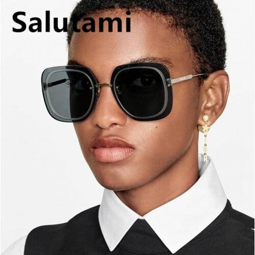 2021 Luxury Brand Rimless Square Sunglasses For Women Vintage Black Gradient Uv400 Sun Glasses Female Oversized Rivet Eyewear