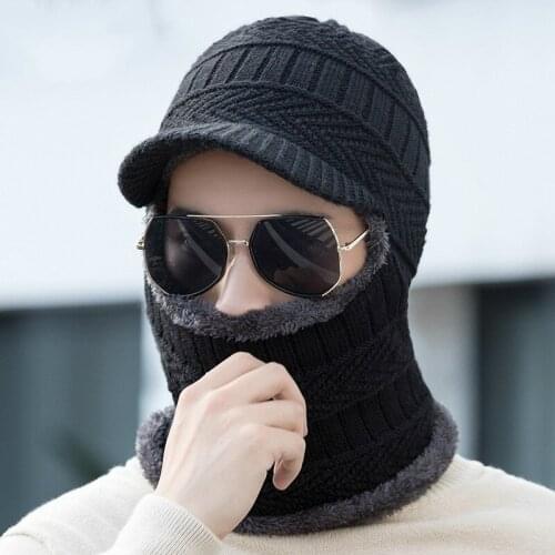 OZyc Winter Hat Skullies Beanies Men Women Knitted Hat Scarf Winter Caps Mask Balaclava Bonnet Cap Wool Fur Beanies Hats