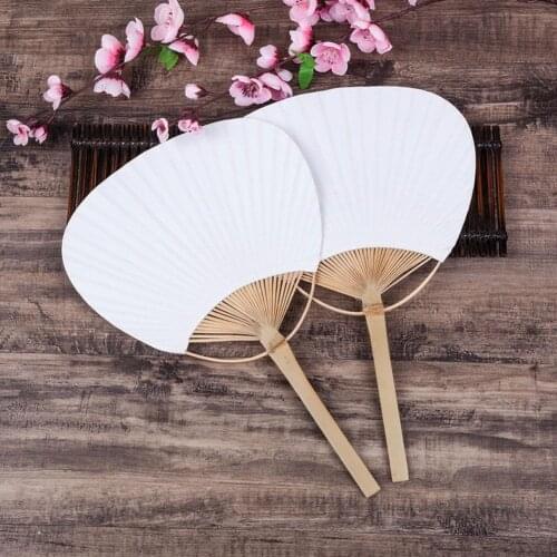 1 Piece Of Japanese Handmade Double Dough Fan Blank Bamboo Handle Diy Painting Double Dough Fan Material