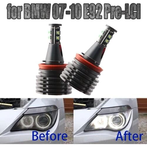 6000K White 160W 8 LED 3000LM Car Angel Eye Marker Headlights Bulbs Lamps for BMW 2007-2010 3 Series E92 Coupe (Pre-LCI)