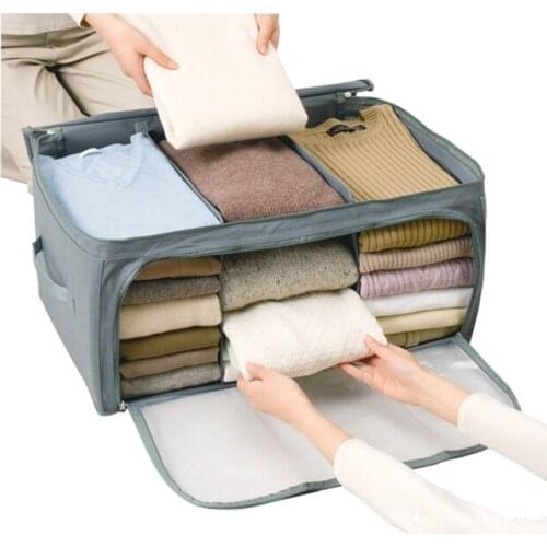 62L Bamboo Folding Clothes Storage Box Gray Box Underwear Bra Storage Box Drawer Storage Cabinet