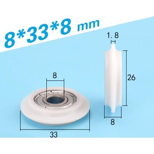 8*33*8 mm outer convex Y V groove pulley rolling pulley deep groove ball bearing plastic bags plastic coated bearing wheel