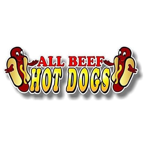 For 1 All Beef Hot Dogs 13" Decal Concession Trailer or Hot Dog Cart Menu Board Vinyl Stickers Decals ((1) 4.5"x 13")