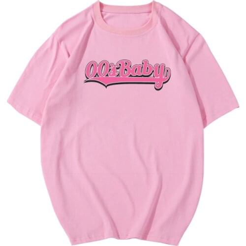 00s Baby Girl Love Pink Women T Shirts Teenage Kawaii Clothes 90s Grunge Tshirt Plus Size Graphic Tee Female Tops Dropshipping