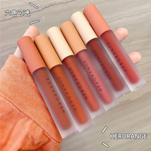 HERORANGE brown lip gloss nude appearance chocolate milk brown red colors long lasting waterproof velvet matte lipstick AC277