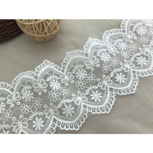 Ivory White Cotton Embroidered Lace For Craft Top Quality African French Lace Tulle Guipure Lace Trim Latest Mesh Lace For Dress