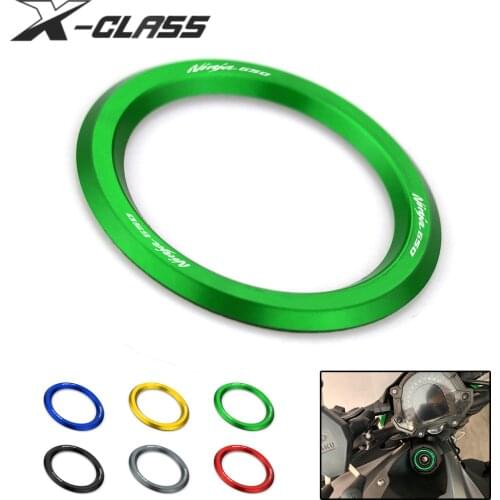 Motorcycle Ignition Switch Cover Cap Key Ring Sticker CNC Aluminum Accessories for Kawasaki Ninja 650 2013 - 2017 2018 2019 2020