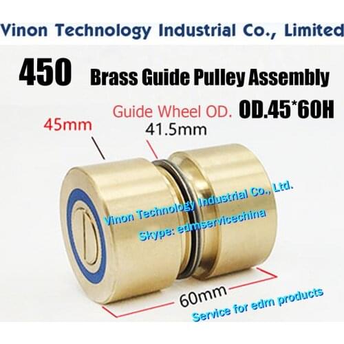 OD45x60Hmm 450 Brass Guide Pulley Roller Assembly Parts, Brass-Rollers Diameter 45mm, Guide-Pulleys Diam. 41.5mm, Height 60mm