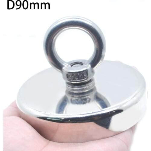 D90MM Strong Magnet Pot Fishing Magnets Salvage Fishing Hook Magnets Neodymium Ring Deep Sea Salvage Recovery Searching Magnets