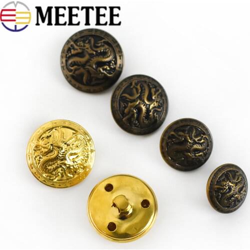 Meetee 50pcs 15-25mm Metal Button Fashion Retro Decorative Shank Buttons DIY Coat Clothing Craft Sewing Buvkle Accessories B3-17