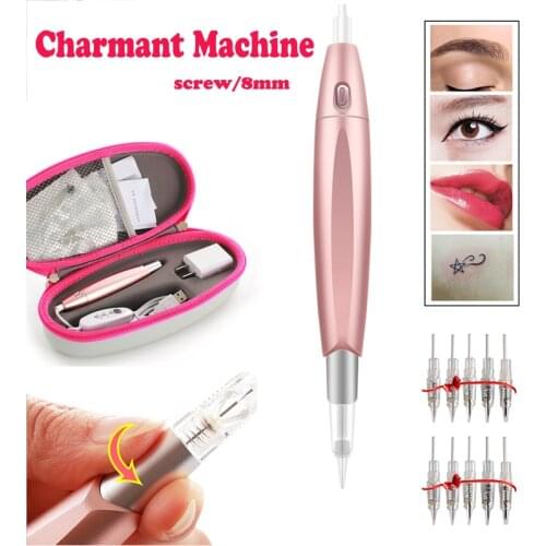 Microblading Rose Gold Charme Princess Tattoo Machine Semi Permanent Makeup Pen For 3d Embroidery Eyebrow Lips Eyeliner Tattoo