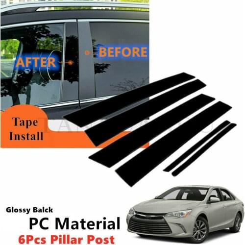 PC 6Pcs Set Fit For TOYOTA Camry V5 AVV5 XV5 2012-2017 Side Window Door Applique Pillar Trim Gloss Black Posts Post Piano Cover