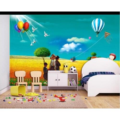 Custom mural 3D non-woven wallpaper Cartoon painting children room background wall paintings kids room decoration
