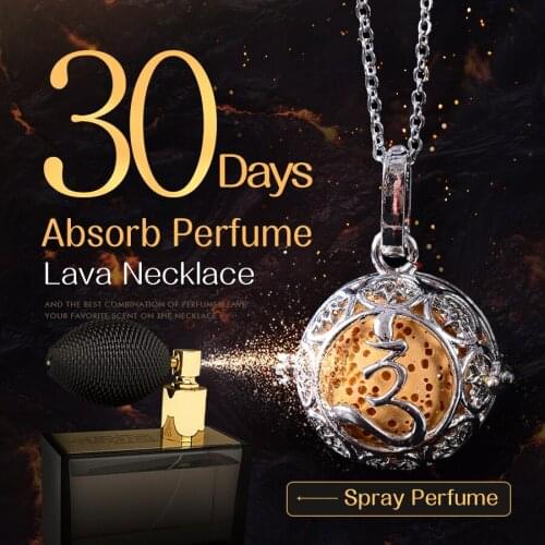 Natural volcanic stone health can spray perfume long necklace alloy pendant female gift suitable for matching