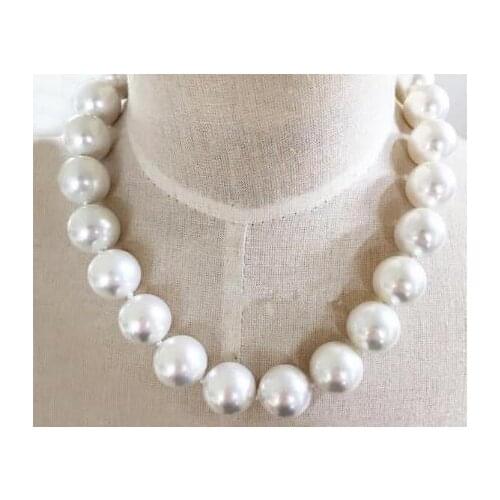 New Favorite Pearl Jewelry 16mm White Round Shell Pearl Necklace Heart Clasp Natural South Sea Shell Pearl Women Jewelry