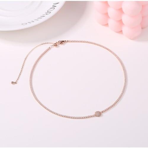 Womens 2021 Fashion Short Chain Cute Geometric Design Zircon Necklace Choker Party Anniversary Birthday Gift