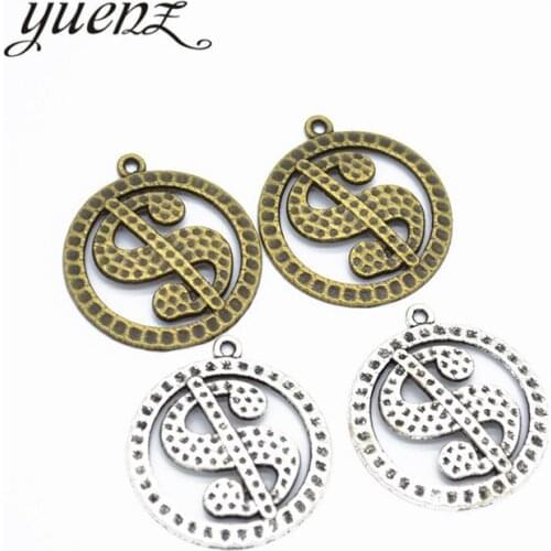 YuenZ 10pcs Dollar sign charms metal round pendants for bracelet necklace jewelry making 28*25mm J310