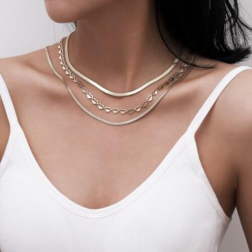 Popular jewelry with exaggerated personality snake bone chain necklace simple retro multi-layer love chain necklace