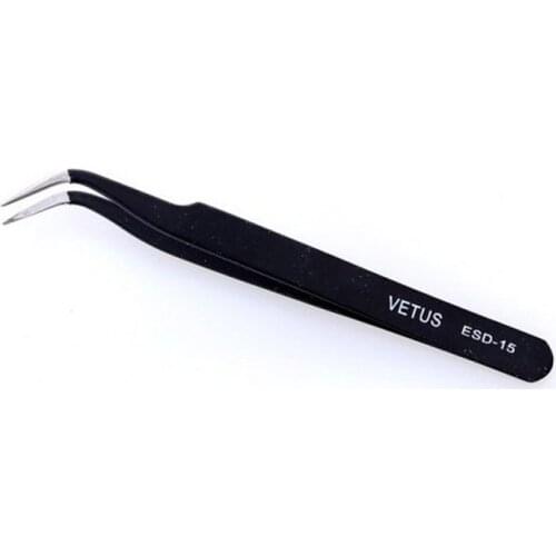 1pcs Vetus ESD-15 Anti-magnetic Anti-acid Non-corrosive Stainless Tweezers High Precision Tweezer Professional Tools