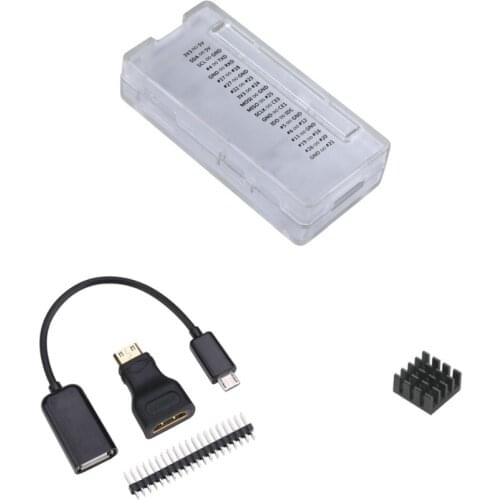 Raspberry Pi Zero W Transparent ABS Case Clear Shell GPIO Reference Box+Heat Sink+3 in 1 Adapter Kit