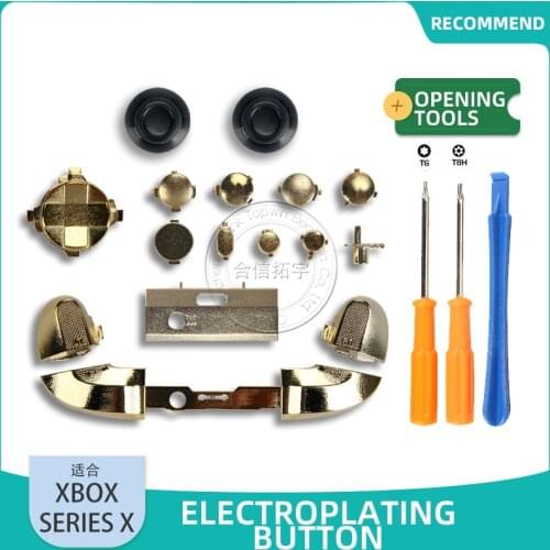 HOTHINK Replacement Electroplating Buttons for XBOX Series X LB RB Bumpers ABXY On/Off Buttons with Opening Tools for XBOX S X