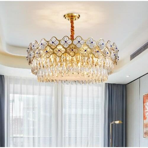 Modern Chandelier Lighting for Dining Room Bedroom Gold Round Chandeliers Luxury Crystal Living Room Light Fixtures