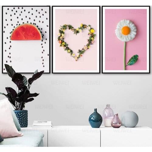 Nordic Eggs Breakfast Modern Home Decoration Flower Watermelon Fruit Canvas Painting Wall Art Picture Kitchen Posters No Frame