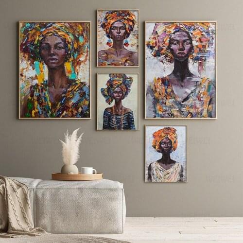 Traditional Clothing African Art Woman Printed Oil Painting On Canvas Cuadros Posters And Prints Wall Picture For Living Room