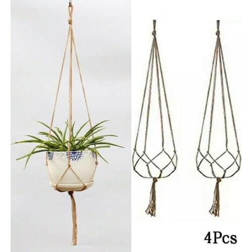 4pcs Plant Hanger Rope Hanging Basket Flower Pot Holder Macrame Decoration Suitable For Balcony Garden Hanging