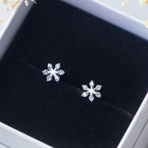 La Monada Small Earrings For Women Fashion Silver Stud Earrings Women Silver Ear Piercing Silver 925 Jewelry Snowflake Christmas