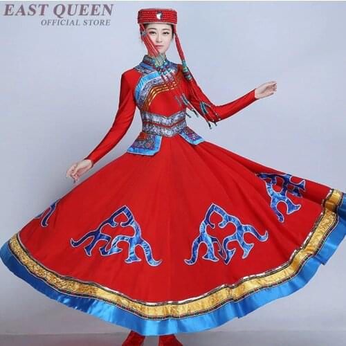 Chinese folk dance minority women clothing Mongolian costume dance clothes traditional apparel Mongolia dancing dress DD318 F