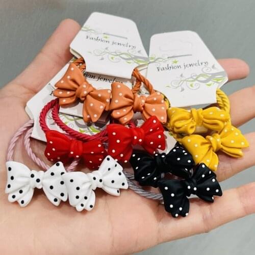 10Pcs/Set Girls Polka Dot Bow Tie Rubber Elastic Hair Bands Children Ponytail Holder Scrunchie Headwear Kids Hair Accessories