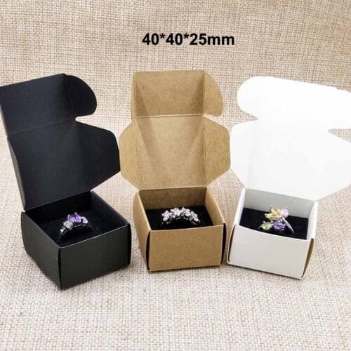 20pcs brown/white/black cardboard ring packing display box with black velvet sponage inside custom logo moq 1000pcs