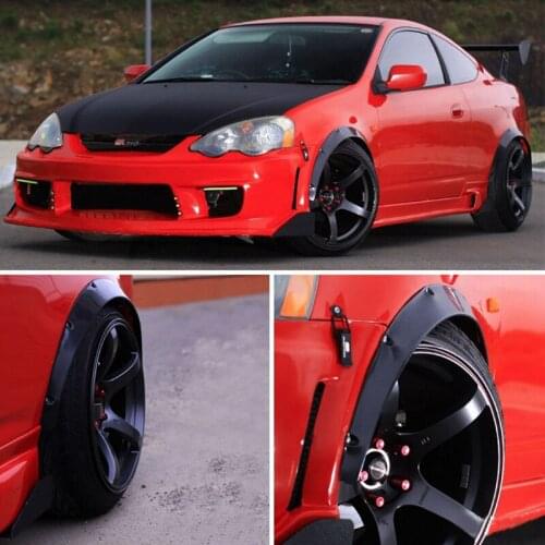 4 PCS Black Wider Size l Fender Flares Exterior Car Refitting Flexible Durable Polyurethane Auto Car Body Kit Car Accessory 90mm